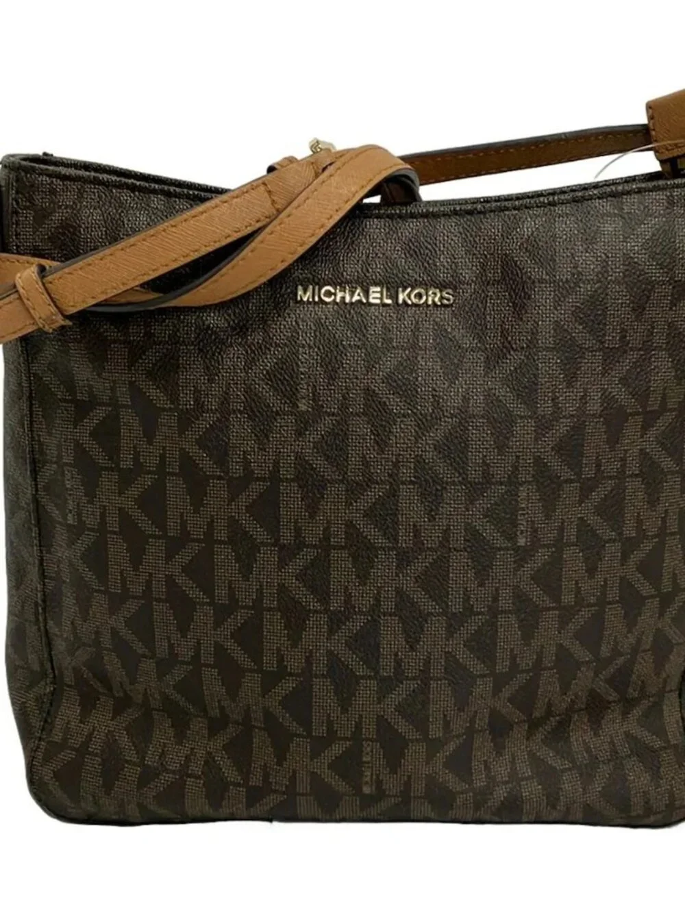 MICHAEL KORS 35T7GTVM3B Dark Brown Light Brown PVC Leather Shoulder Bag
